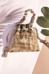 Buy_The Pink Potli_Gold Nalki Sequin Chevron Embellished Potli Bag _at_Aza_Fashions