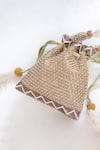 Buy_The Pink Potli_Gold Pearls Honeycomb Embellished Potli Bag _at_Aza_Fashions