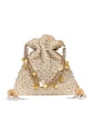 Buy_The Pink Potli_Silver French Knots Of Love Gota Patti Embellished Potli Bag_at_Aza_Fashions