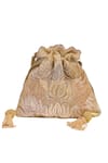 Buy_The Pink Potli_Gold Zardozi Precious Petals Embroidered Potli Bag _at_Aza_Fashions