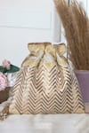 Buy_The Pink Potli_Silver Sequins Chevron Nalki Embellished Potli Bag _at_Aza_Fashions