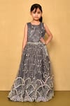 Buy_Samyukta Singhania_Grey Satin Embroidered Sequin Flared Dress With Overlay _at_Aza_Fashions