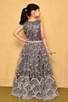 Shop_Samyukta Singhania_Grey Satin Embroidered Sequin Flared Dress With Overlay _at_Aza_Fashions