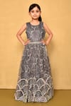 Buy_Samyukta Singhania_Grey Satin Embroidered Sequin Flared Dress With Overlay _Online_at_Aza_Fashions