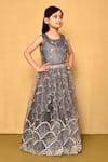 Samyukta Singhania_Grey Satin Embroidered Sequin Flared Dress With Overlay _at_Aza_Fashions