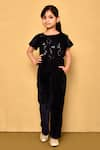 Samyukta Singhania_Blue Velvet Embroidered Sequin Half Sleeve Jumpsuit _Online_at_Aza_Fashions