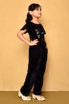 Shop_Samyukta Singhania_Blue Velvet Embroidered Sequin Half Sleeve Jumpsuit _Online_at_Aza_Fashions