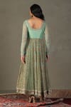 Shop_RI.Ritu Kumar_Green Anarkali Shell - 60% Silk Print Floral Scoop Neck Roshafi Embroidered Set _at_Aza_Fashions