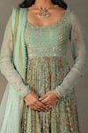 Shop_RI.Ritu Kumar_Green Anarkali Shell - 60% Silk Print Floral Scoop Neck Roshafi Embroidered Set _Online_at_Aza_Fashions