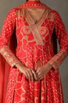 Shop_RI.Ritu Kumar_Red Anarkali Shell - 100% Silk Print Paisley V Rukmini Embroidered Palazzo Set _Online_at_Aza_Fashions