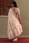 Shop_RI.Ritu Kumar_Cream Saree - 100% Silk Print Geometric V Neck Jannat With Blouse _at_Aza_Fashions