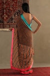 Shop RI.Ritu Kumar Black Silk, Viscose Embroidery V-neck Kaleidoscope Print Saree With Blouse at Aza Fashions Shop_RI.Ritu Kumar_Black Silk, Viscose Embroidery V-neck Kaleidoscope Print Saree With Blouse _at_Aza_Fashions