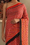 Buy_RI.Ritu Kumar_Red Viscose Chinon Print Kaleidoscope Asymmetric Geometric Saree With Blouse _Online_at_Aza_Fashions