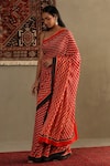 Shop_RI.Ritu Kumar_Red Viscose Chinon Print Kaleidoscope Asymmetric Geometric Saree With Blouse _Online_at_Aza_Fashions
