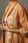 Shop_RI.Ritu Kumar_Brown 100% Silk Embroidered Kantha Open Bhairavi Jacket _Online_at_Aza_Fashions