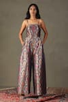 Buy_RI.Ritu Kumar_Purple 100% Silk Floral Square Rudraksh Pattern Jumpsuit _at_Aza_Fashions