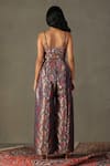 Shop_RI.Ritu Kumar_Purple 100% Silk Floral Square Rudraksh Pattern Jumpsuit _at_Aza_Fashions