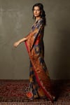 RI.Ritu Kumar_Blue 100% Silk Embellished Floral V-neck Romantic Flower Kaftan _Online_at_Aza_Fashions