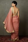 Shop_RI.Ritu Kumar_Pink Silk Sequins Sohini Bandhani Pattern Saree With Unstitched Blouse Piece_at_Aza_Fashions