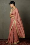 Shop_RI.Ritu Kumar_Pink Silk Sequins Sohini Bandhani Pattern Saree With Unstitched Blouse Piece_Online_at_Aza_Fashions