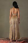 Shop_RI.Ritu Kumar_Brown 100% Silk Embellished Sequin V-neck Rudraksh Bodice Jumpsuit _at_Aza_Fashions