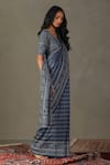 Buy_RI.Ritu Kumar_Blue 100% Silk Embroidered Aari Ayati Saree With Unstitched Blouse Piece _Online_at_Aza_Fashions