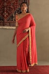 Buy_RI.Ritu Kumar_Pink 100% Silk Embellished Bindiya Print Saree With Unstitched Blouse Piece _at_Aza_Fashions