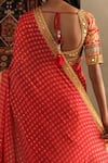 Shop_RI.Ritu Kumar_Pink 100% Silk Embellished Bindiya Print Saree With Unstitched Blouse Piece _Online_at_Aza_Fashions