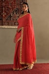 RI.Ritu Kumar_Pink 100% Silk Embellished Bindiya Print Saree With Unstitched Blouse Piece _at_Aza_Fashions