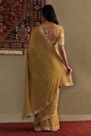 Shop_RI.Ritu Kumar_Green 100% Silk Embellished Bindiya Print Saree With Unstitched Blouse Piece _at_Aza_Fashions