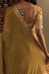 Shop_RI.Ritu Kumar_Green 100% Silk Embellished Bindiya Print Saree With Unstitched Blouse Piece _Online_at_Aza_Fashions