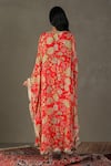 Shop_RI.Ritu Kumar_Red Cape 100% Silk Printed Floral V Neck Janet Pant Set _at_Aza_Fashions