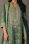 Shop RI.Ritu Kumar Green Kurta 100% Silk Printed Geometric Mandarin Collar Ayati Set Online at Aza Fashions Shop_RI.Ritu Kumar_Green Kurta 100% Silk Printed Geometric Mandarin Collar Ayati Set_Online_at_Aza_Fashions