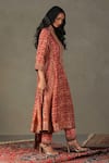 Buy_RI.Ritu Kumar_Red Kurta 100% Silk Printed Diamond Mandarin Collar Ayati Set _Online_at_Aza_Fashions