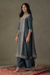 Buy_RI.Ritu Kumar_Grey Kurta 100% Silk Printed Geometric Round Ayati Palazzo Set _Online_at_Aza_Fashions