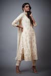 Buy_RI.Ritu Kumar_Ivory Kurta 100% Silk Printed Tropical V Neck Embroidered Set_Online_at_Aza_Fashions