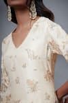 Shop_RI.Ritu Kumar_Ivory Kurta 100% Silk Printed Tropical V Neck Embroidered Set_Online_at_Aza_Fashions