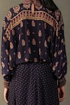 Shop_RI.Ritu Kumar_Purple Top- 100% Silk Printed Floral Crew Judy And Draped Pant Set _Online_at_Aza_Fashions