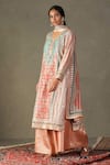 RI.Ritu Kumar_Pink Kurta And Dupatta- 85% Cotton & 15% Silk Hand Chandrika Palazzo Set _Online_at_Aza_Fashions