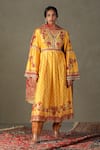 Buy_RI.Ritu Kumar_Yellow Anarklai-85% Cotton And 15% Dahlia Pattern Anarkali Pant Set _at_Aza_Fashions