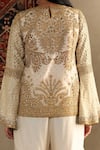 Shop_RI.Ritu Kumar_White Top- 100% Silk Embroidered Round Darpan And Sharara Set _Online_at_Aza_Fashions