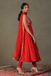 Shop_RI.Ritu Kumar_Red Anarkali Shell- 100% Silk Print Sohini Embroidered Churidar Set _Online_at_Aza_Fashions