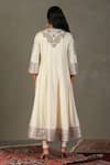 Shop_RI.Ritu Kumar_White Anarkali-100% Silk Embroidery Gota Blunt V Neck Bhawani Churidar Set _at_Aza_Fashions