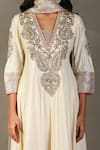 Shop_RI.Ritu Kumar_White Anarkali-100% Silk Embroidery Gota Blunt V Neck Bhawani Churidar Set _Online_at_Aza_Fashions