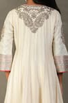 RI.Ritu Kumar_White Anarkali-100% Silk Embroidery Gota Blunt V Neck Bhawani Churidar Set _at_Aza_Fashions