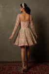 Shop_RI.Ritu Kumar_Pink Dress Shell - 100%polyester Embroidery Gota Sweetheart Neck Chanda _at_Aza_Fashions