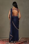 Shop_RI.Ritu Kumar_Blue Pre-draped Saree - 100% Viscose Embroidery Floral Zergul With Blouse _at_Aza_Fashions