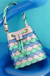 Buy_And Also_Multi Color Mermaid Scallop Pattern Bucket Bag_at_Aza_Fashions