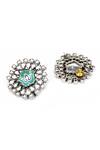 Shop_Sangeeta Boochra_Silver Plated Studs Zara Enamel Earrings _at_Aza_Fashions