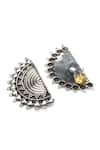 Shop_Sangeeta Boochra_Silver Plated Semi-circle Juliana Earrings _at_Aza_Fashions